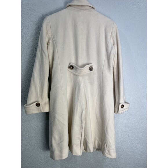 Lands End Peacoat Womens 2 Cream Wool Blend Midi Winter Coat Single Breasted - Picture 4 of 10
